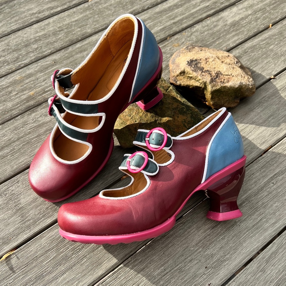 John Fluevog KITSCHY KITSCHY BOOM BOOM LIZ DOUBLE BUCKLE MARY JANE HEEL 8.5